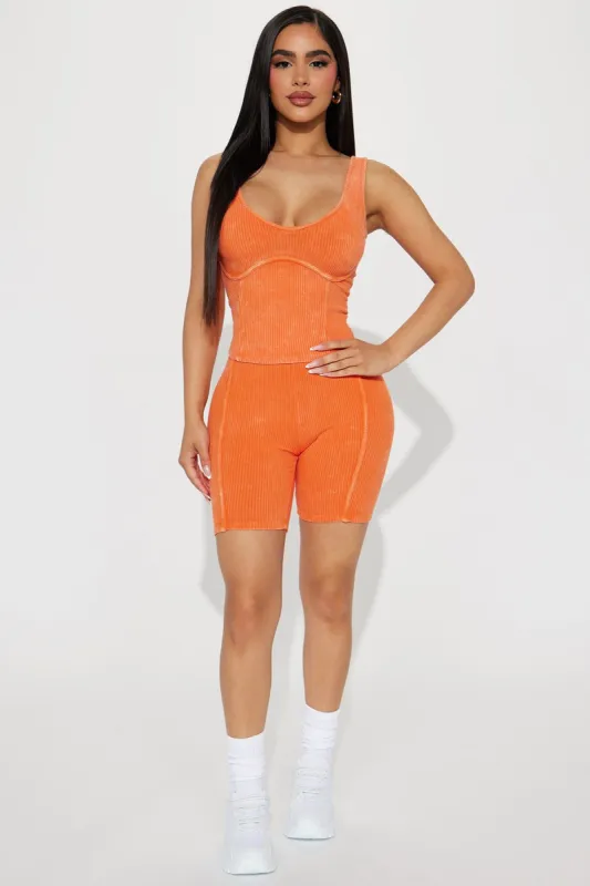 Delaney Ribbed Short Set - Orange sold by Fashion Nova