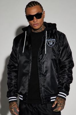 Raiders Hooded Bomber Jacket - Black sold by Fashion Nova