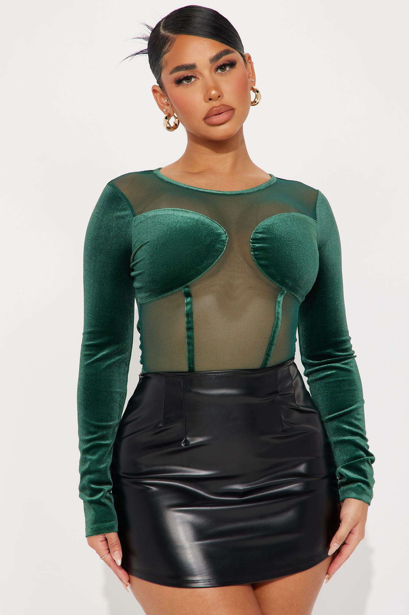 The Secret Is Out Sheer Top - Hunter sold by Fashion Nova