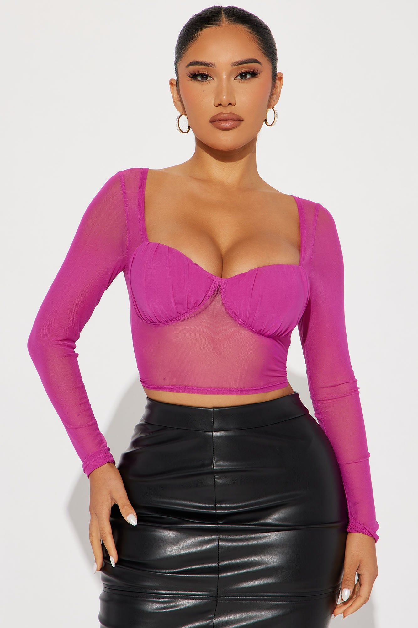 Valarie Mesh Top - Magenta sold by Fashion Nova