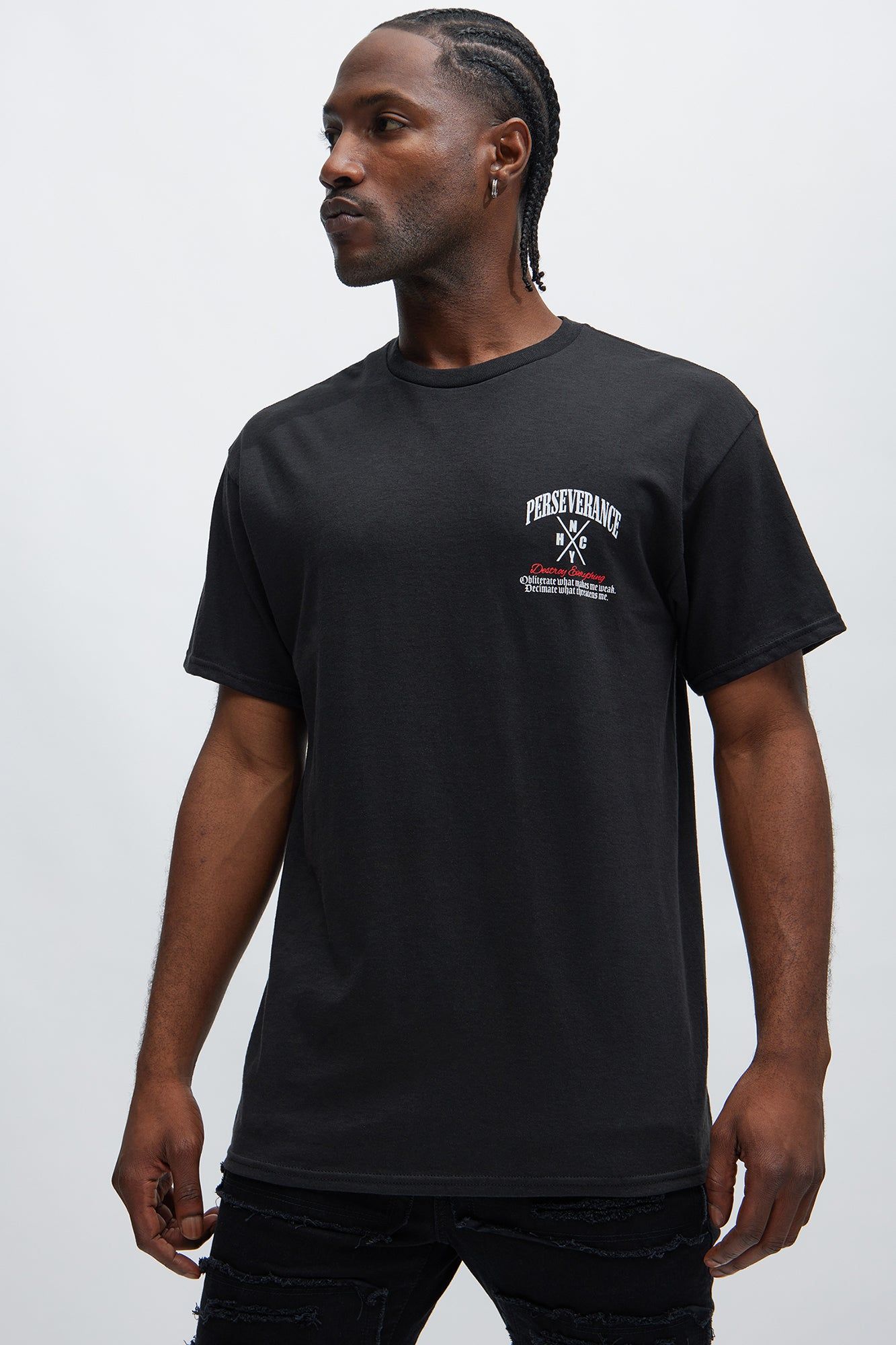 Perseverance NYHC Short Sleeve Tee - Black sold by Fashion Nova
