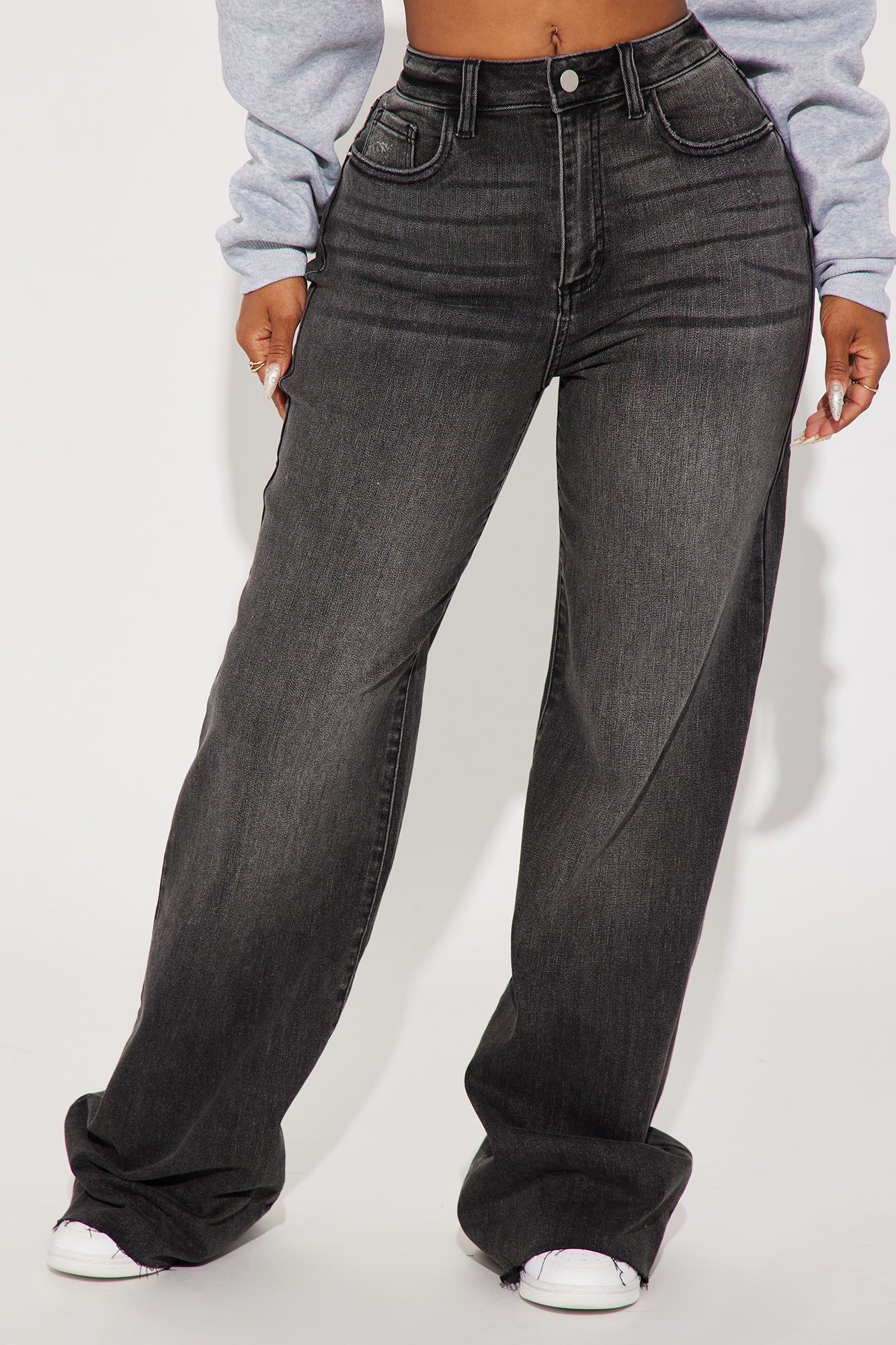 Not To Mention Stretch Wide Leg Jeans - Black Wash sold by Fashion Nova product image thumbnail 2