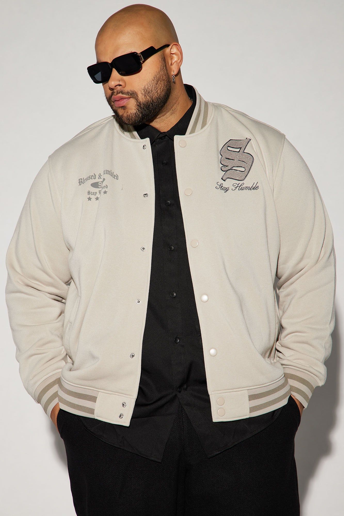 Stay Humble Varsity Jacket - Sand sold by Fashion Nova product image thumbnail 5