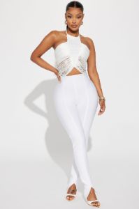 Frazia Fringe Halter Top - White sold by Fashion Nova