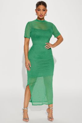 Vicky Mesh Maxi Dress - Green sold by Fashion Nova