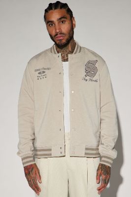 Stay Humble Varsity Jacket - Sand made by Fashion Nova