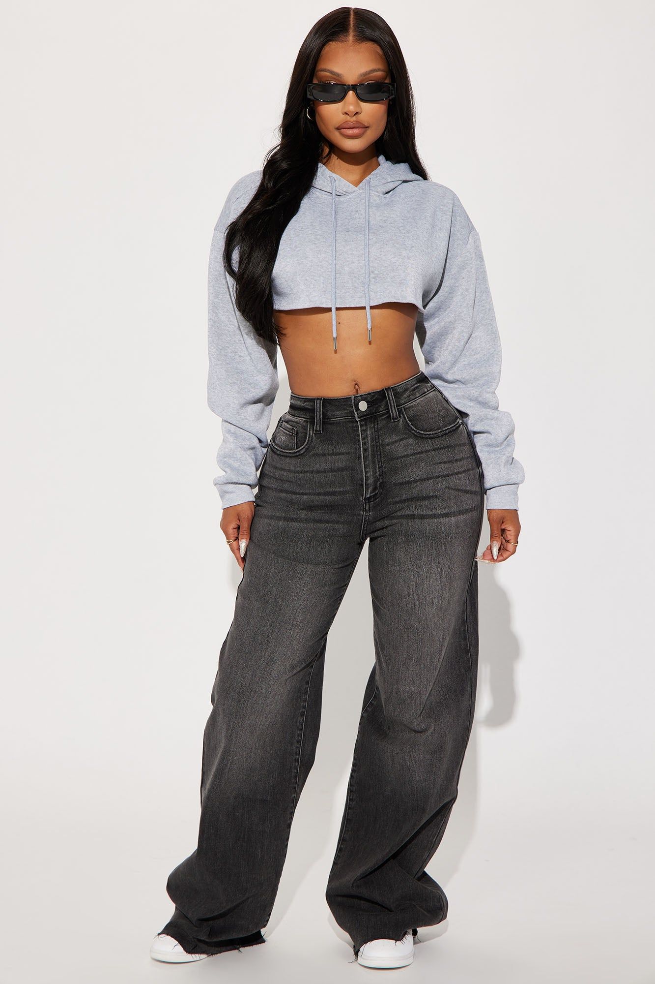 Not To Mention Stretch Wide Leg Jeans - Black Wash sold by Fashion Nova