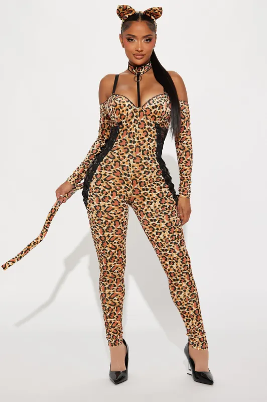 Leopard Lady 4 Piece Costume Set - Black/combo sold by Fashion Nova