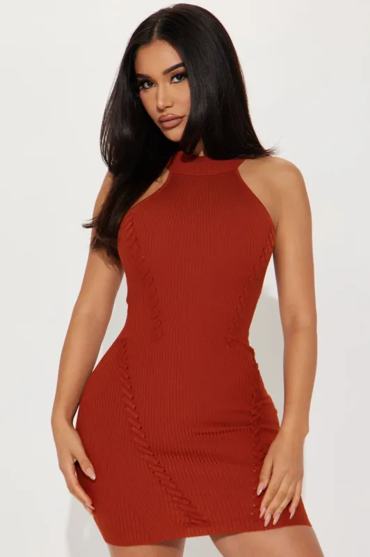 Haven Ribbed Mini Dress - Rust sold by Fashion Nova