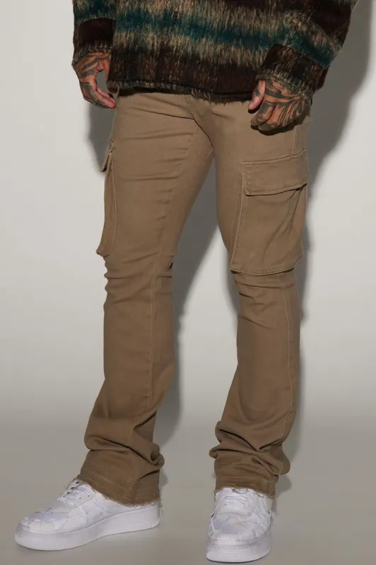 Kenny Stacked Skinny Flare Cargo Pants - Olive sold by Fashion Nova