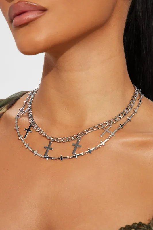 Punk's Not Dead Cross Neckalce - Silver sold by Fashion Nova