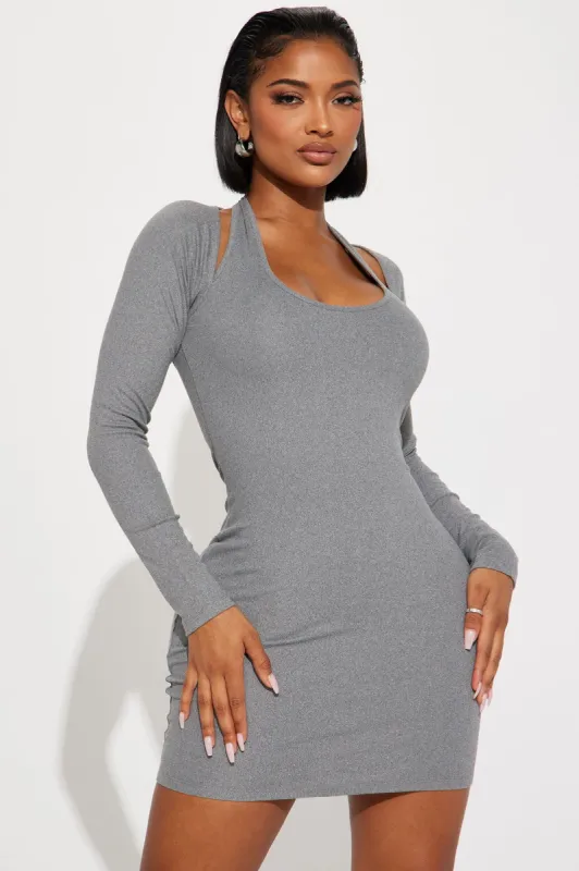 Elena Mini Dress - Heather Grey sold by Fashion Nova