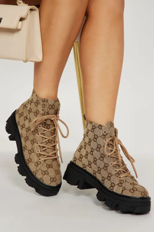 Meet Me Half Way Booties - Taupe sold by Fashion Nova
