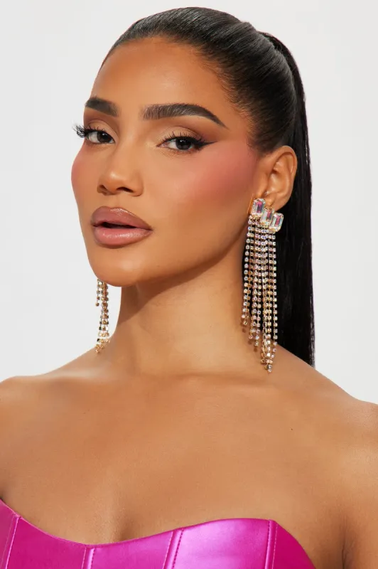 All Of The Lights Rhinestone Earrings - Gold sold by Fashion Nova