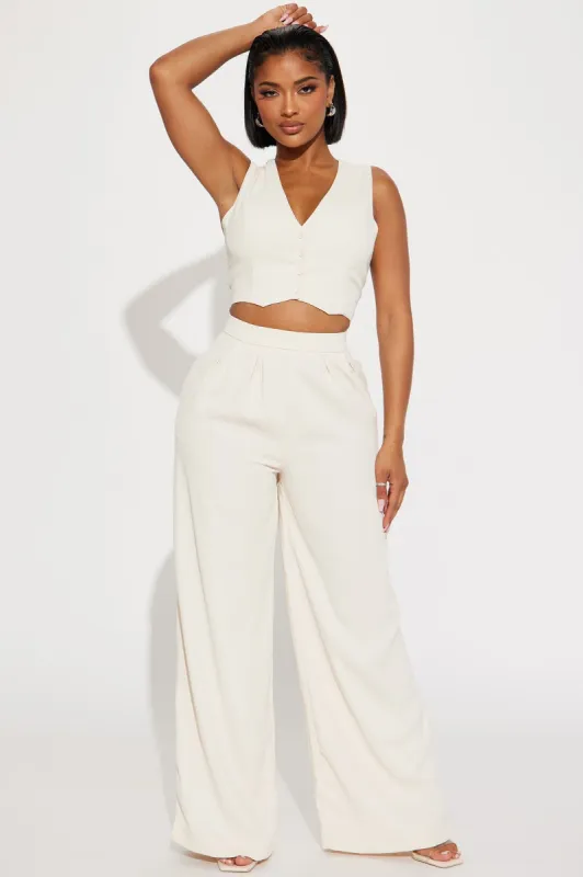 Milia Vest Pant Set - Cream sold by Fashion Nova