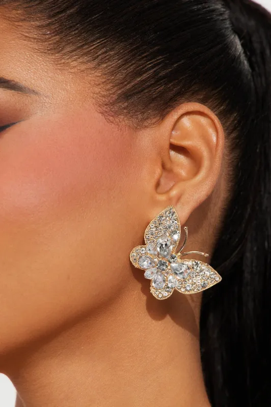 Transformation Era Butterfly Earrings  - Gold sold by Fashion Nova
