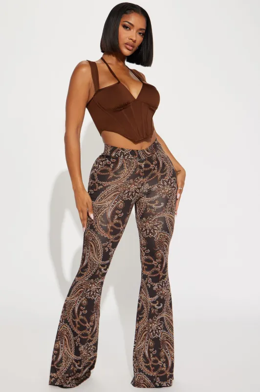 Peyton Paisley Flare Pant - Black/combo sold by Fashion Nova
