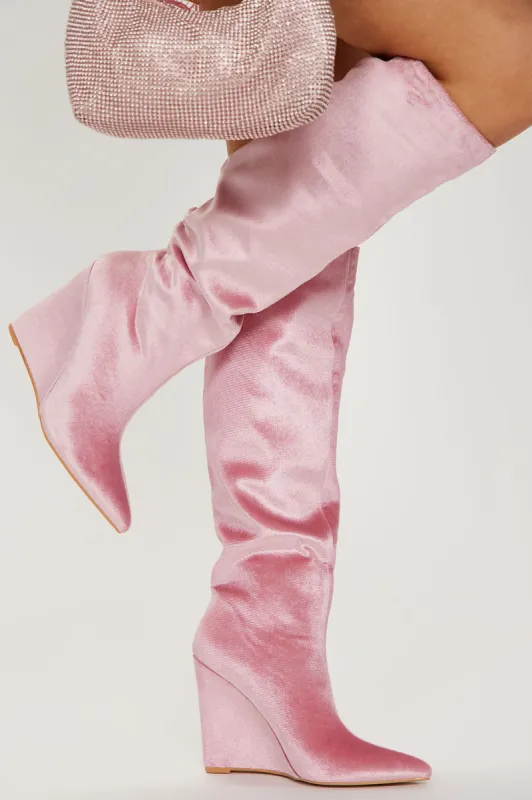 C'est La Vie Knee High Boots - Pink sold by Fashion Nova