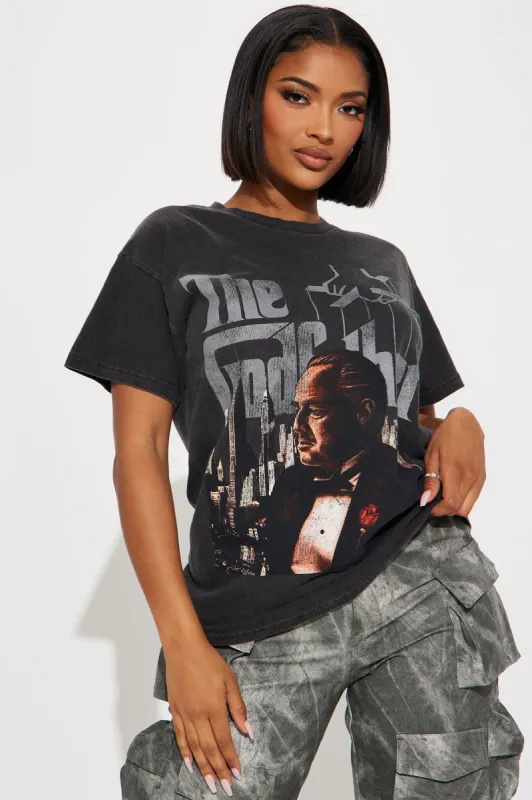The Godfather Washed Tee - Black Wash sold by Fashion Nova