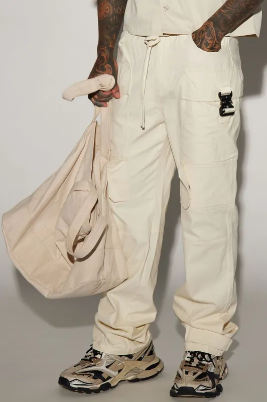 Perfection Is Perfected Utility Straight Cargo Pants - Off White sold by Fashion Nova