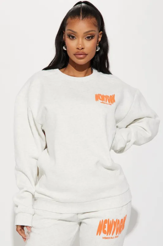 New York Puff Print Sweatshirt - Heather Grey sold by Fashion Nova