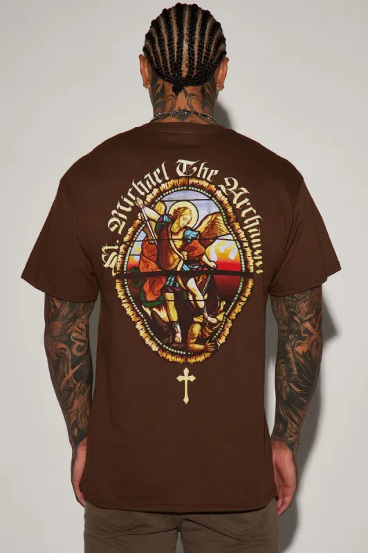 The Archangel Stained Glass Short Sleeve Tee - Chocolate sold by Fashion Nova