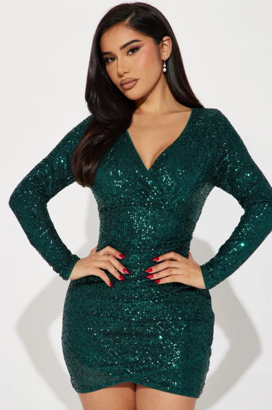 Elliana Sequin Mini Dress - Green sold by Fashion Nova