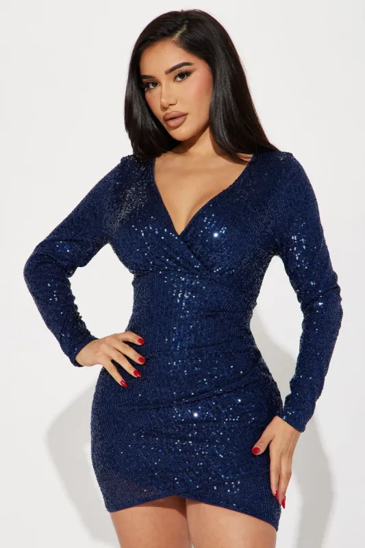 Elliana Sequin Mini Dress - Navy sold by Fashion Nova
