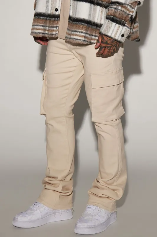 Kenny Stacked Skinny Flare Cargo Pants - Off White sold by Fashion Nova