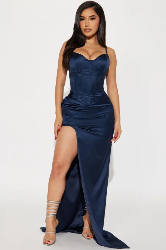 Mariah Satin Gown - Navy made by Fashion Nova