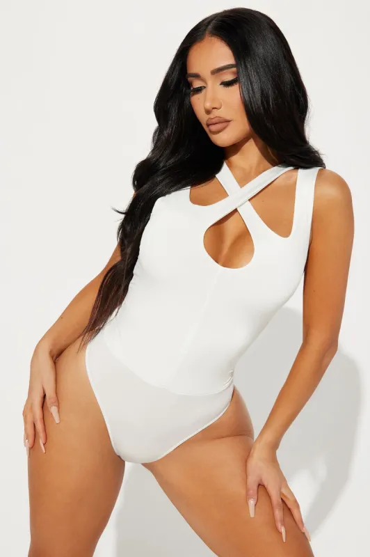 Hard To Catch Cut Out Bodysuit - Ivory sold by Fashion Nova