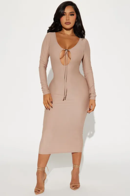 Demi Midi Dress - Taupe sold by Fashion Nova