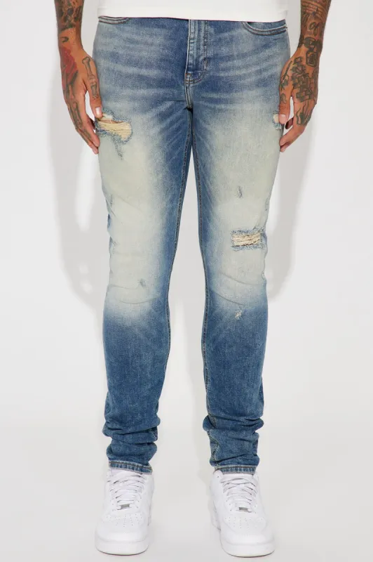 Send It Over Stacked Skinny Jeans - Medium Wash sold by Fashion Nova