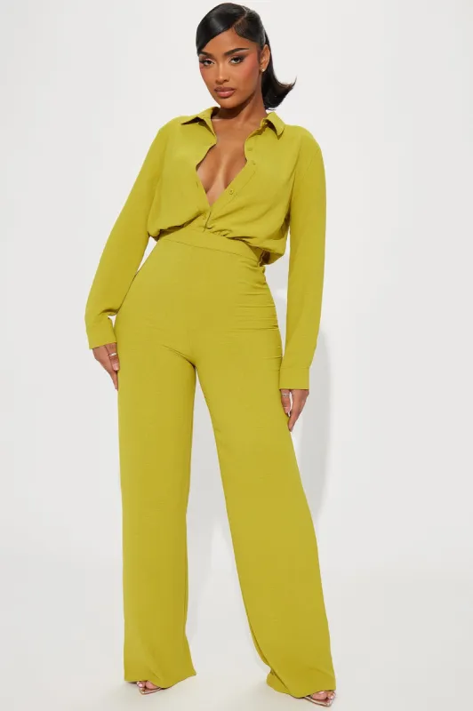 Makenzie Jumpsuit - Chartreuse sold by Fashion Nova
