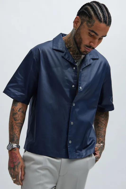 Cedrus Waxed Shirt - Navy sold by Fashion Nova