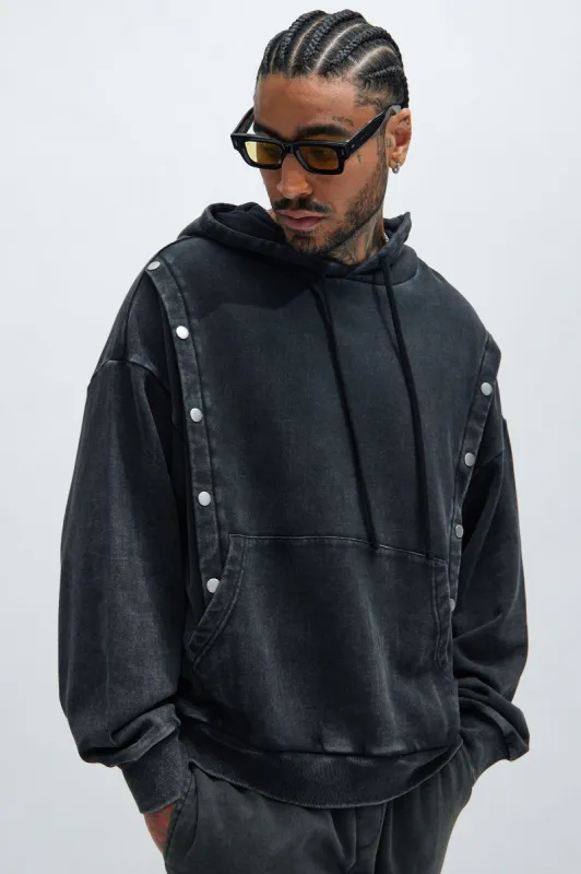 Tyson Snap Panel Oversized Hoodie - Black Wash sold by Fashion Nova