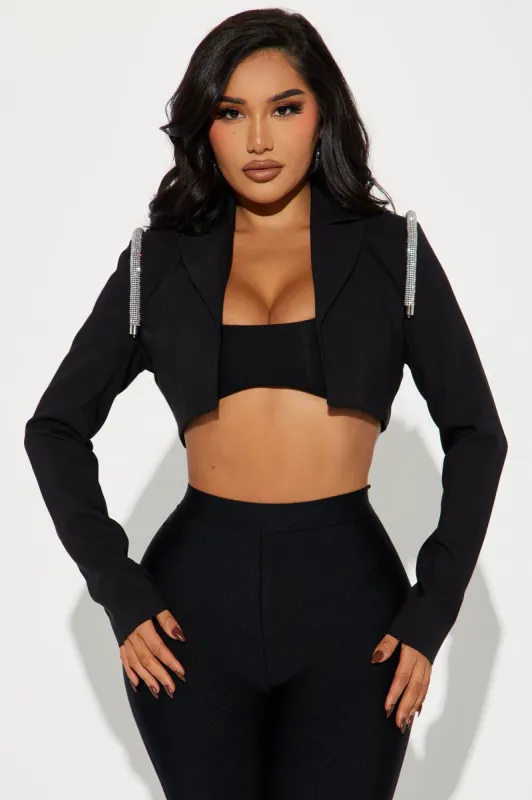 All About The Details Cropped Blazer - Black sold by Fashion Nova