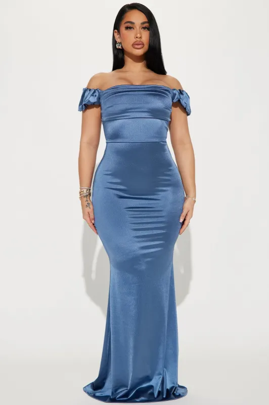 Chevelle Off Shoulder Gown - Teal sold by Fashion Nova