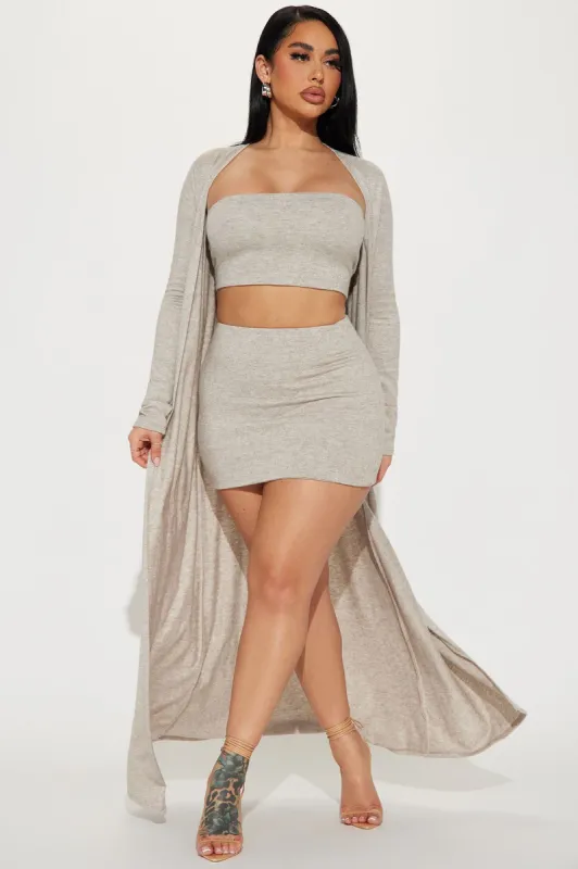 Forever Timeless 3 Piece Skirt Set - Oatmeal sold by Fashion Nova