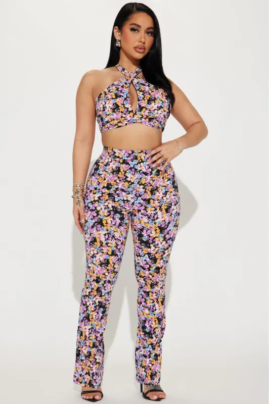 Think Of Me Floral Pant Set - Black/combo sold by Fashion Nova