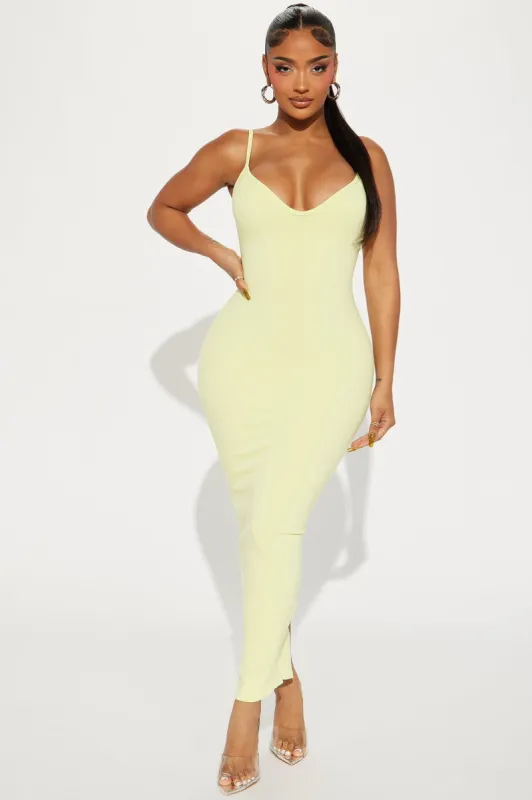Mandy Snatched Midi Dress - Citron sold by Fashion Nova