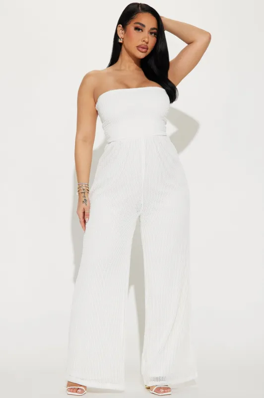 Find Me By the Beach Crochet Jumpsuit - White sold by Fashion Nova