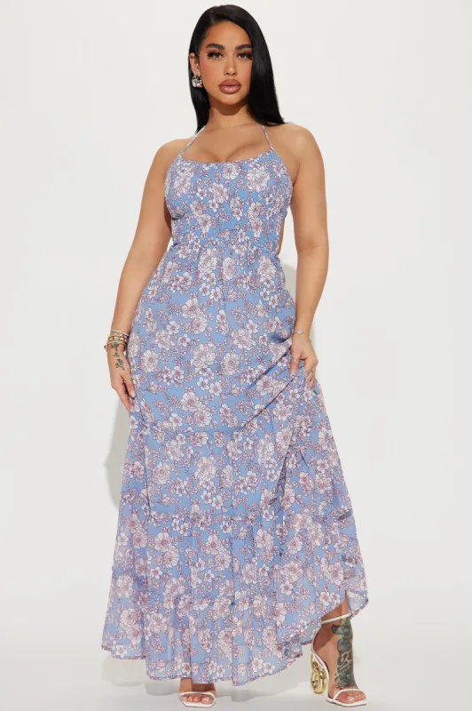 Jane Floral Maxi Dress - Blue/combo sold by Fashion Nova