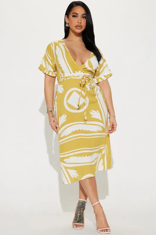 Cassie Midi Dress - Mustard sold by Fashion Nova