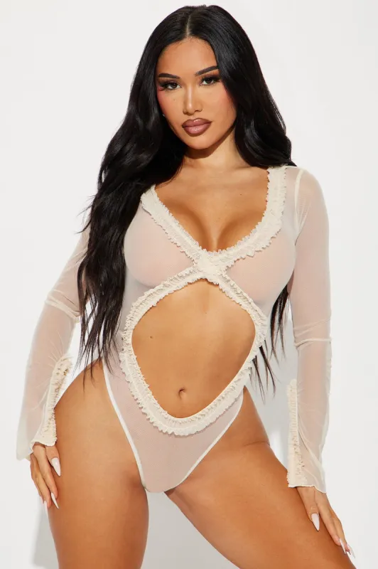 Sunset Dreams Mesh Bodysuit - Beige sold by Fashion Nova