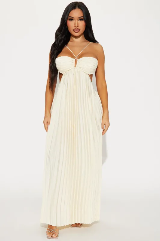 Anastacia Plisse Maxi Dress - Cream sold by Fashion Nova