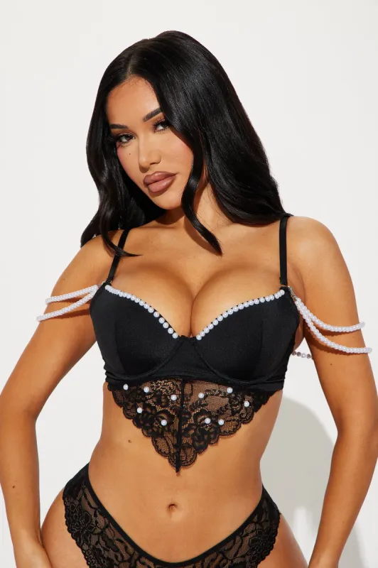 Your Fantasy Embellished Bra - Black sold by Fashion Nova