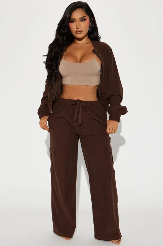 Zelia Corduroy Pant Set - Chocolate sold by Fashion Nova