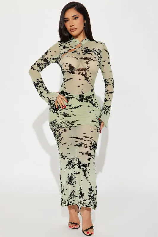 Naomi Mesh Maxi Dress - Mint sold by Fashion Nova