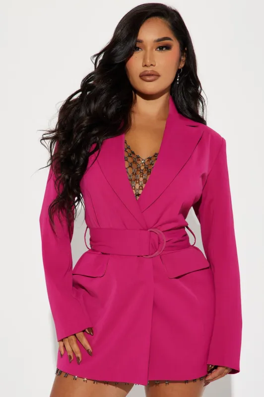 Analeah Belted Blazer - Fuchsia sold by Fashion Nova